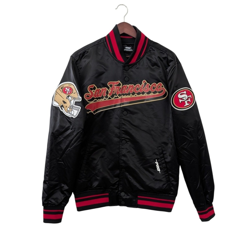 Pro‎ Standard San Francisco 49ers NFL Varsity Satin Bomber Jacket Black Medium